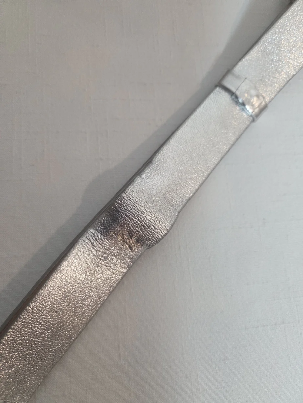 Brave Leather Silver Metallic Belt Size 34 Statement O-Ring Made in Canada